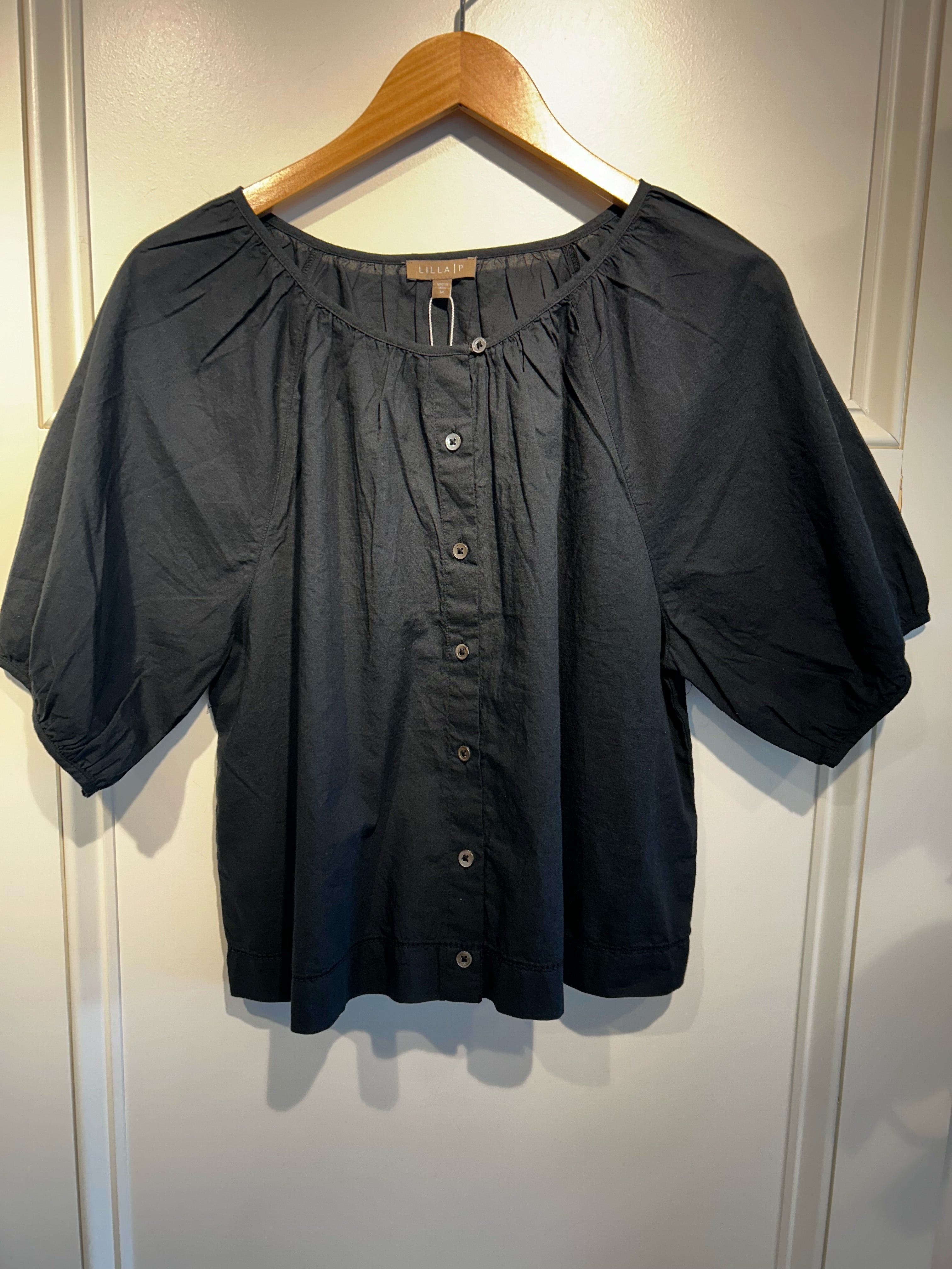 Lilla P Button Down Top Black