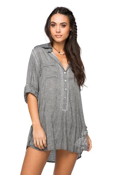 Subtle Luxury Chambray Charcoal Boyfriend Shirt