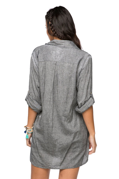 Subtle Luxury Chambray Charcoal Boyfriend Shirt