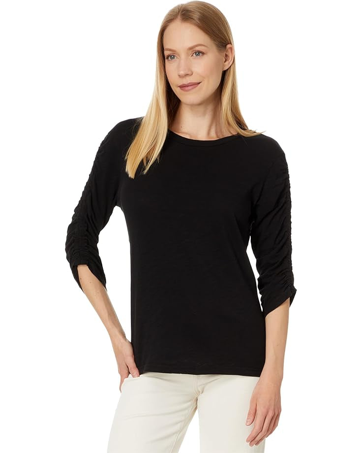 Elliott Lauren Ruched Sleeve Tee Black