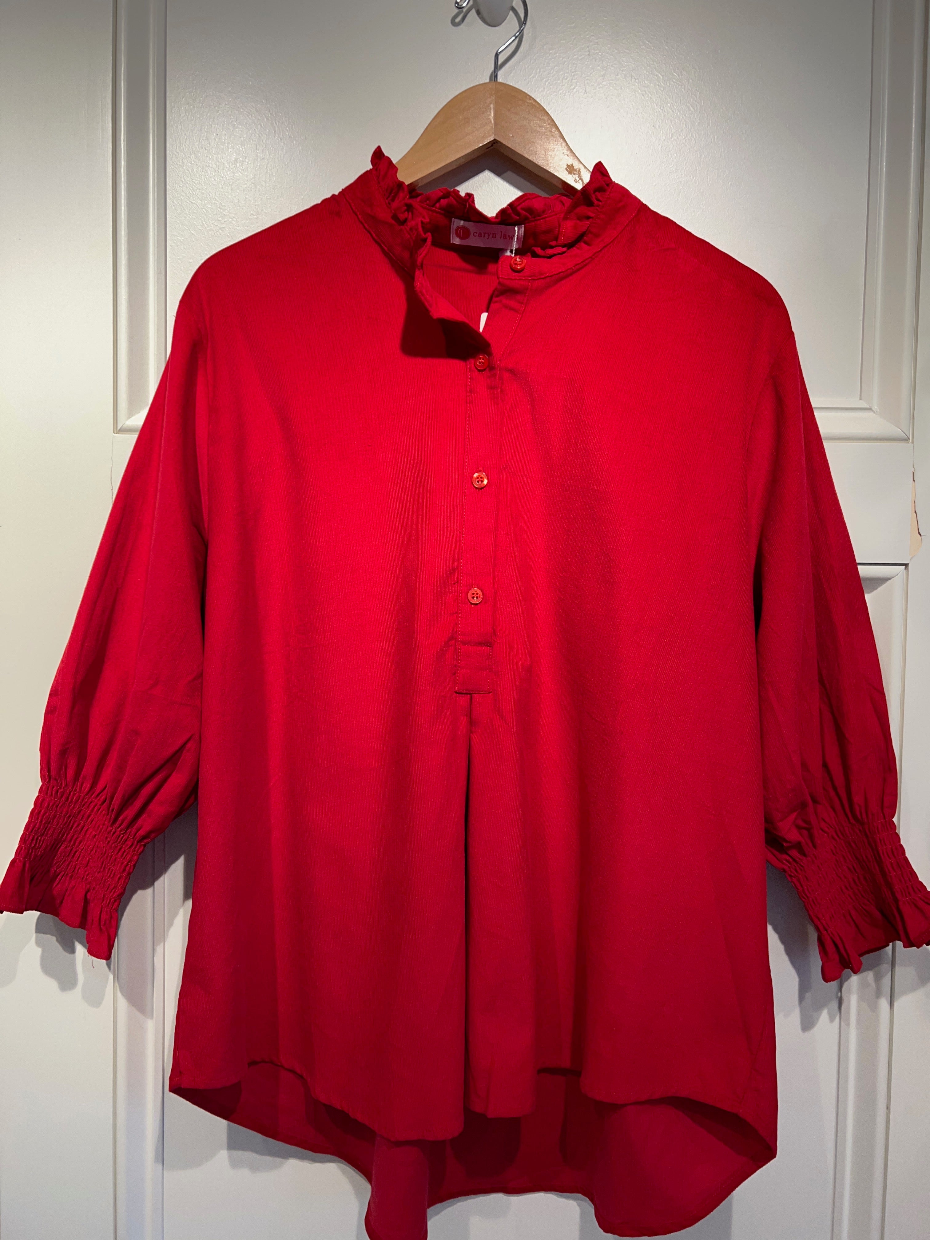 Caryn Lawn Kimberly Top Corduroy Red