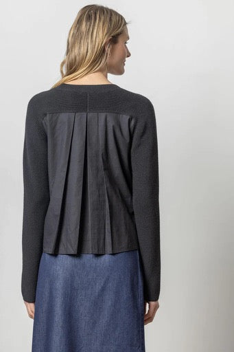 Lilla P Mixed Media Sweater Black