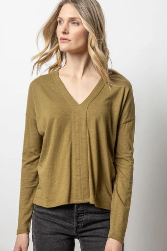 Lilla P Drop Shoulder V Neck Tee