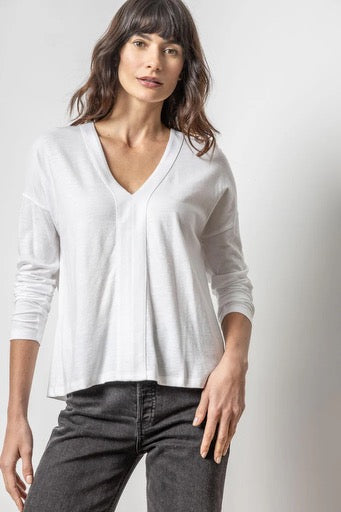 Lilla P Drop Shoulder V Neck Tee