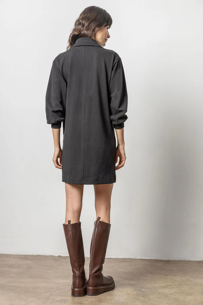 Lilla P Half Zip Dress Black