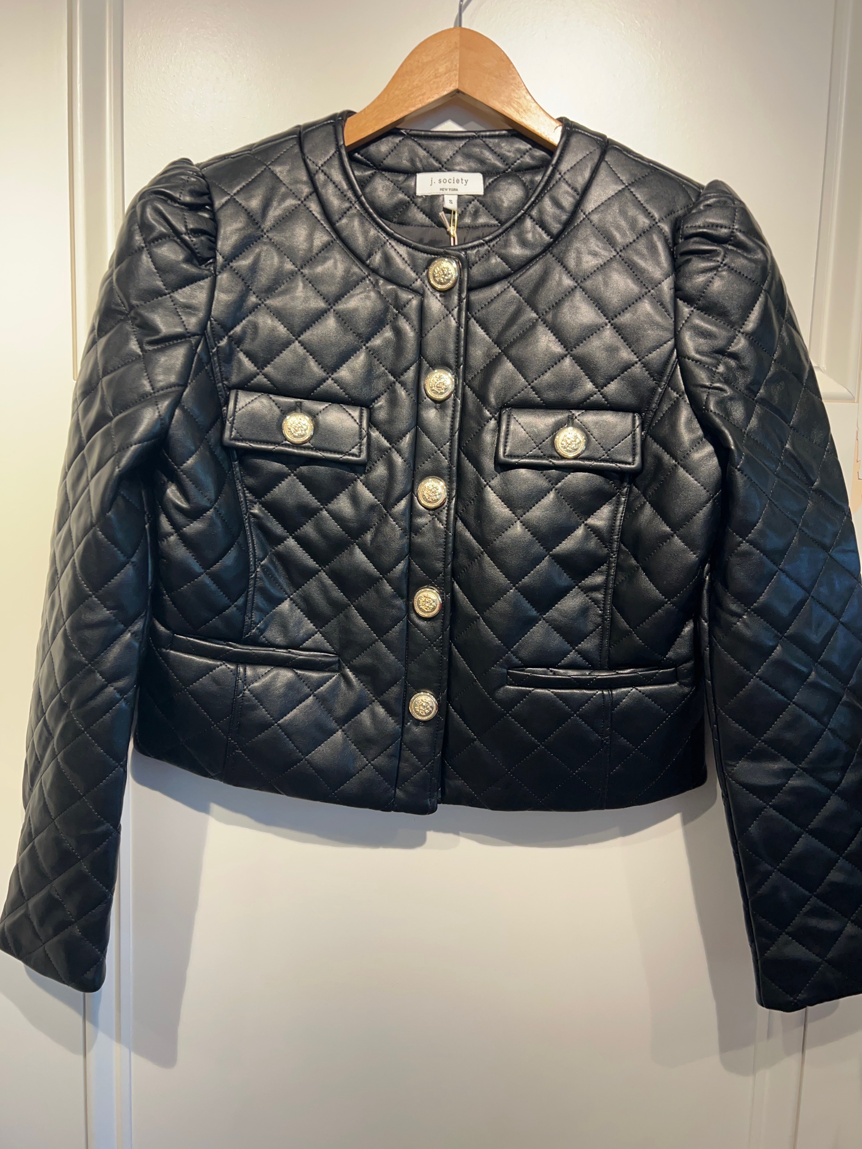 J Society Quilted Vegan Leather Jacket