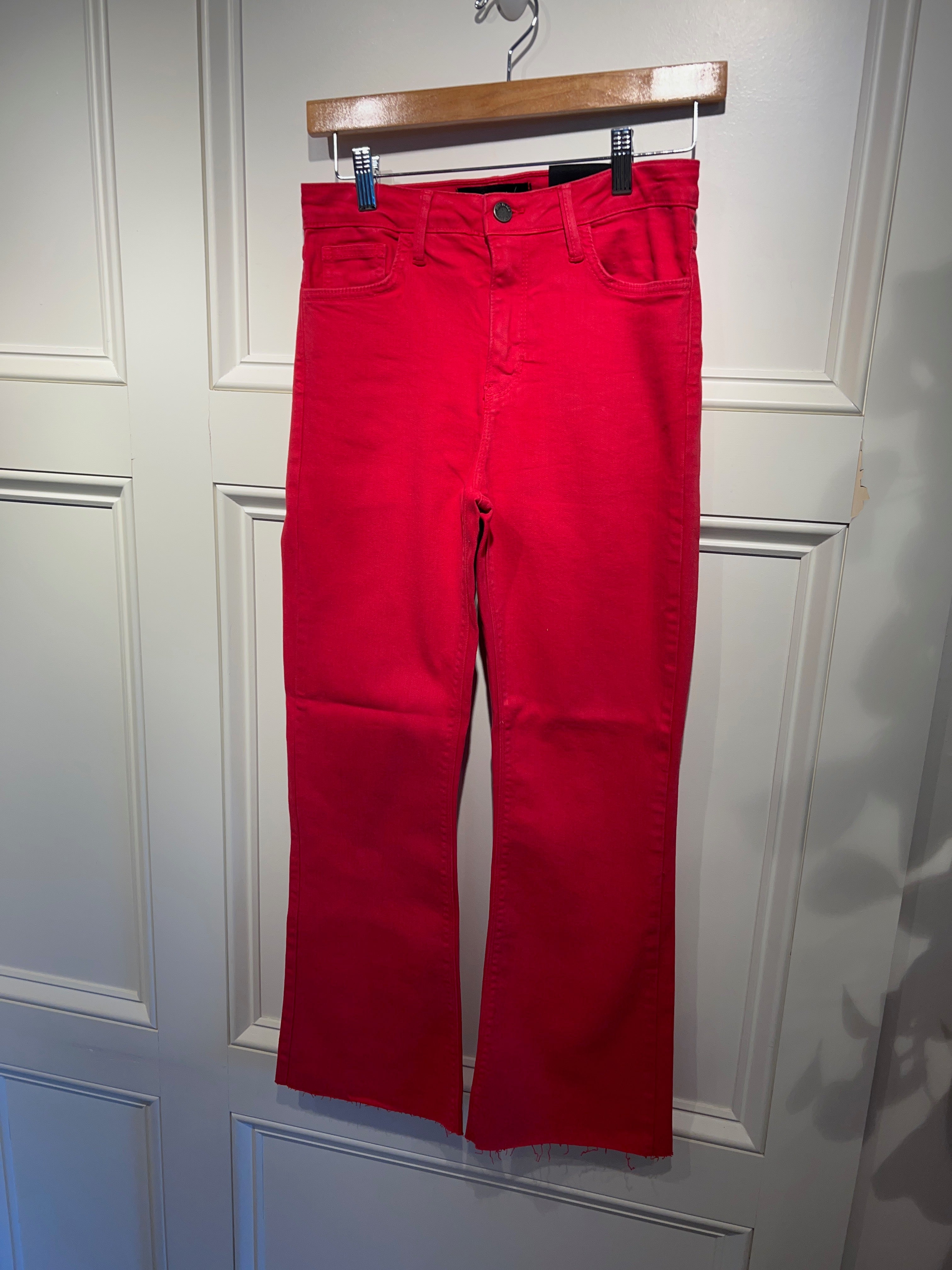 JBD Cropped Flare Jean Cherry Red