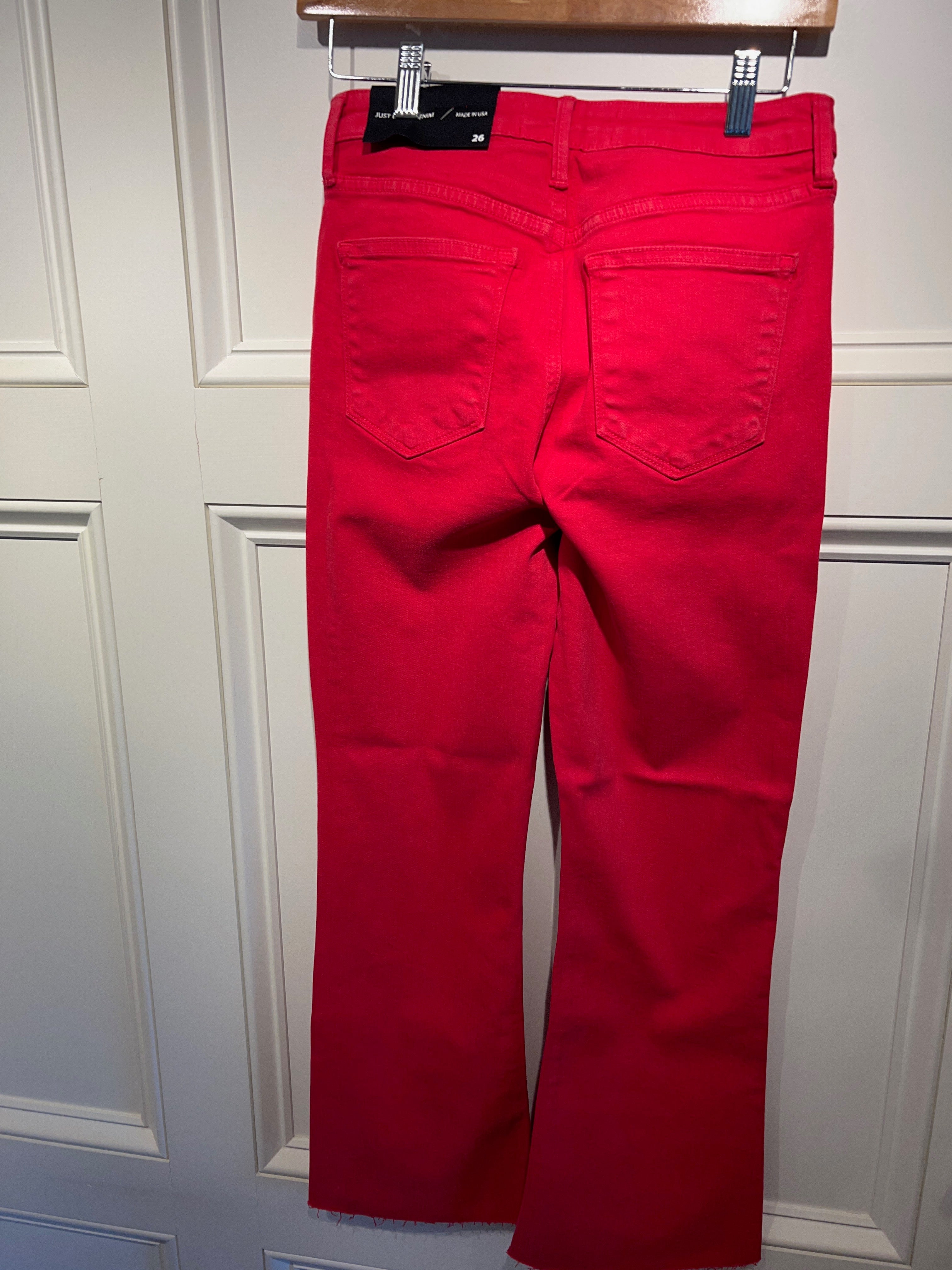 JBD Cropped Flare Jean Cherry Red