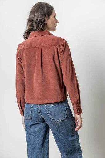 Lilla P Corduroy Button Down Top Brandy