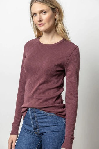 Lilla P Raw Edge Long Sleeve Crew Neck Tee