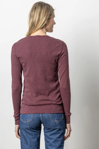 Lilla P Raw Edge Long Sleeve Crew Neck Tee