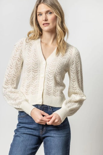 Lilla P Full Sleeve Cardigan Sweater Ivory