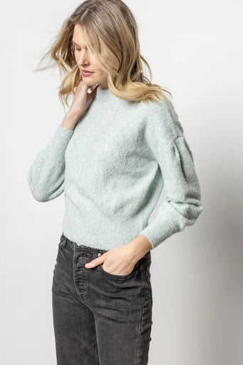 Lilla P Pleated Sleeve Sweater Frost