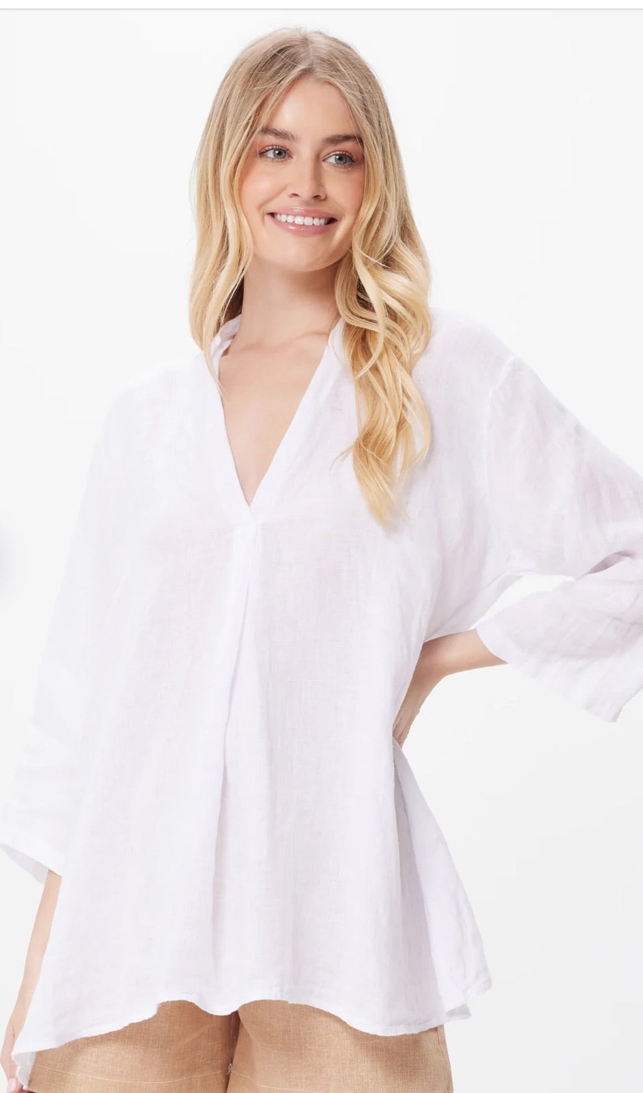 Suzy D White Linen Top