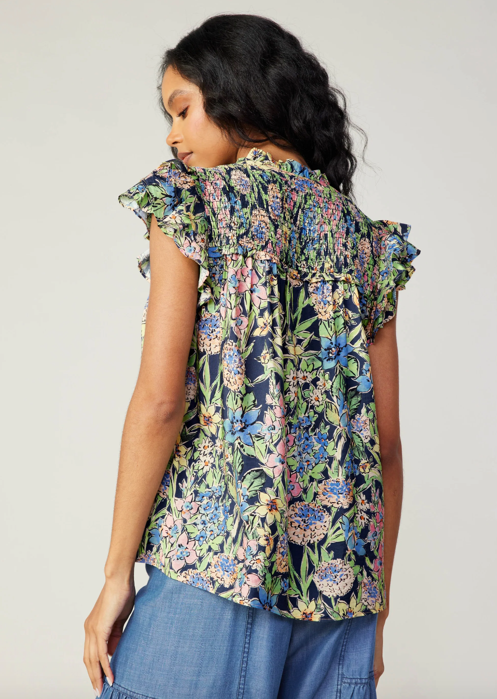 Current Air Flutter Sleeve Floral Top