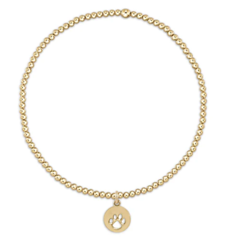E Newton Classic Gold 2mm Paw Print Small Disc Bracelet