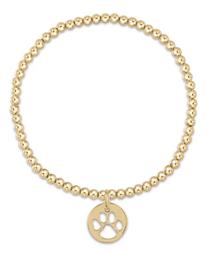 E Newton Classic Gold 3mm Paw Print Disc Charm Bracelet