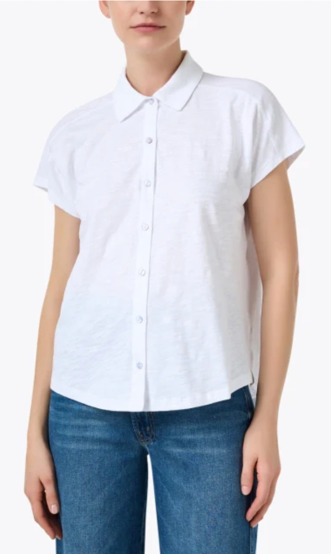 Elliott Lauren White Linen Camp Shirt