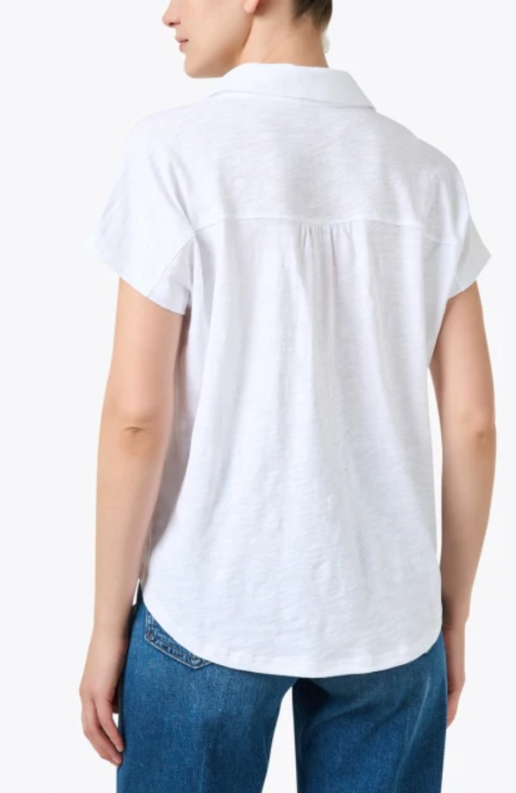 Elliott Lauren White Linen Camp Shirt