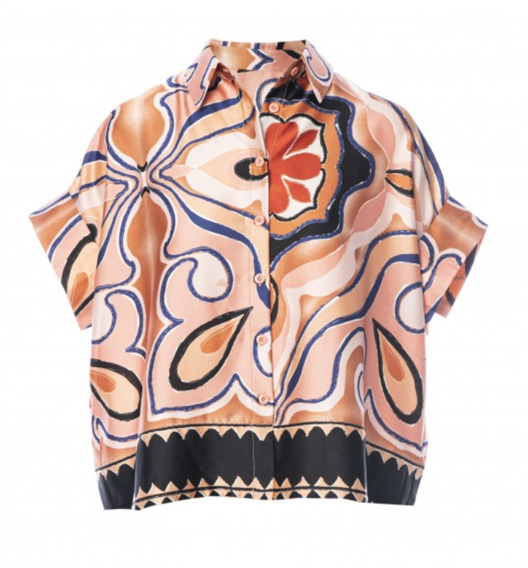Anonyme Peach And Navy Print Top
