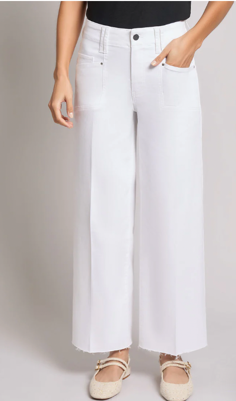 Wide Leg Mini Patch Pocket White Jean