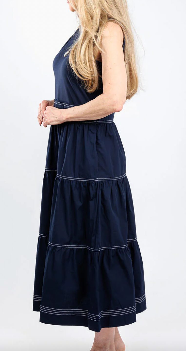 Elliott Lauren Tiered Navy Dress