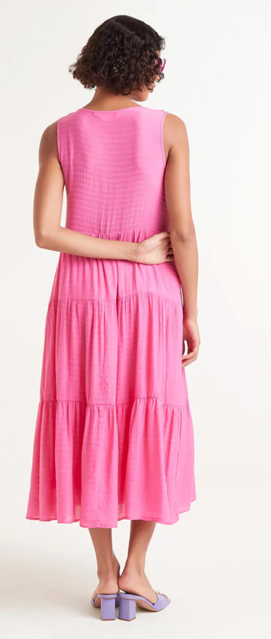 Compania Fantastica Pink Tiered Midi Dress