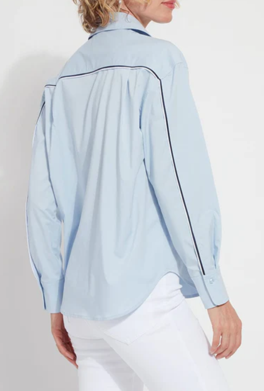 Lysse Light Blue Sophia Blouse With Stripe Detailing