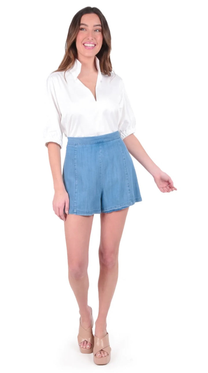 Emily McCarthy Chambray Tailored Short