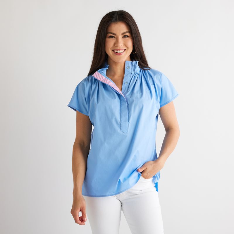 Caryn Lawn Emily Top Wedgewood Blue