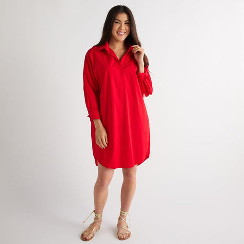 Caryn Lawn Preppy Star Dress Red