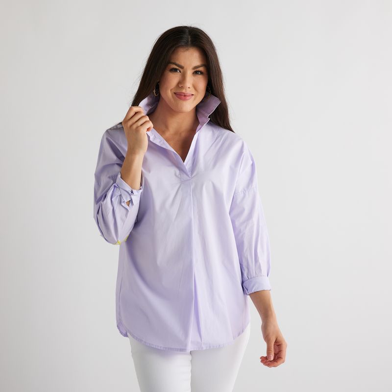 Caryn Lawn Preppy Star Top lavender