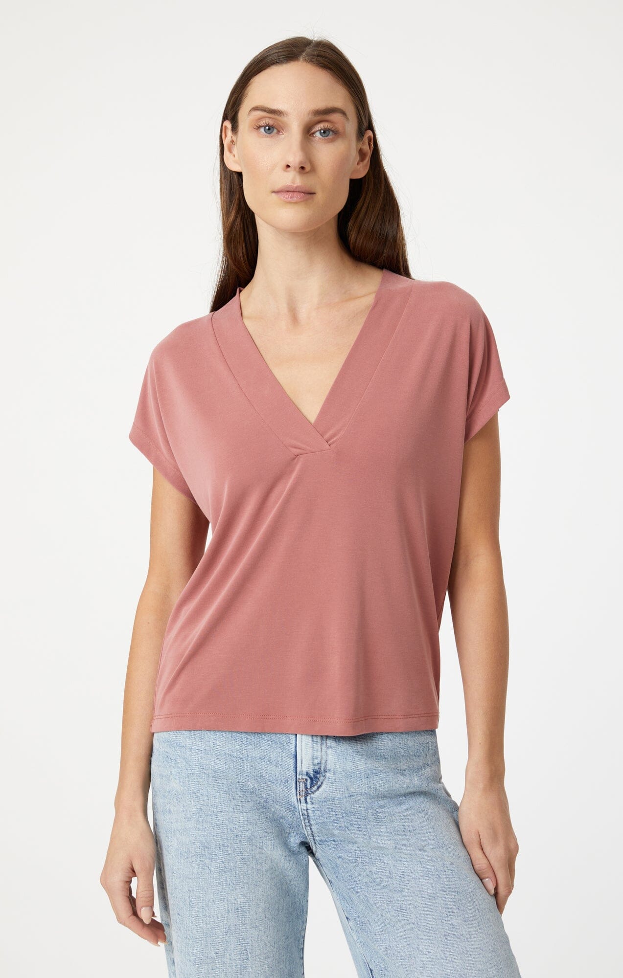 Mavi Jersey V Neck Tee Canyon Rose